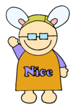 Greetings sticker of rabbit ear family sticker #7934074
