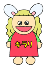 Greetings sticker of rabbit ear family sticker #7934080