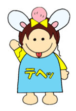 Greetings sticker of rabbit ear family sticker #7934097