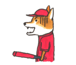 The red baseball dog sticker #7938483
