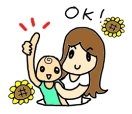Moms and Children with Sunflowers. sticker #7938860