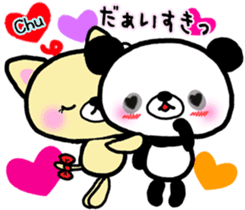 Panda and Kitten are loving couple sticker #7939982