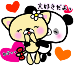 Panda and Kitten are loving couple sticker #7939984