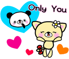 Panda and Kitten are loving couple sticker #7939986