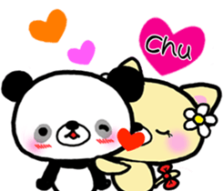 Panda and Kitten are loving couple sticker #7939995
