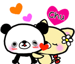 Panda and Kitten are loving couple sticker #7939995