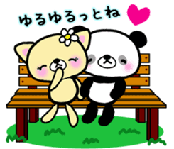 Panda and Kitten are loving couple sticker #7939996