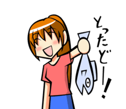 Behavior of ponytail girl.shock and play sticker #7951663