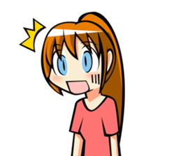 Behavior of ponytail girl.shock and play sticker #7951664