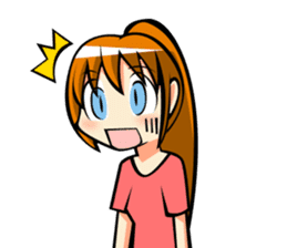 Behavior of ponytail girl.shock and play sticker #7951664