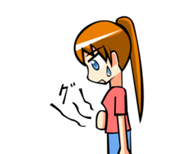 Behavior of ponytail girl.shock and play sticker #7951666