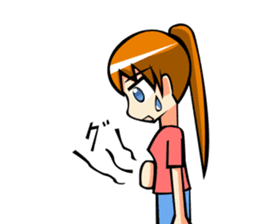 Behavior of ponytail girl.shock and play sticker #7951666