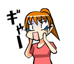 Behavior of ponytail girl.shock and play sticker #7951697