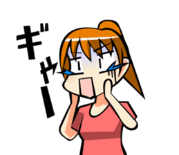 Behavior of ponytail girl.shock and play sticker #7951697