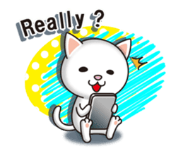 The white cat which conveys a feeling. 2 sticker #7952988