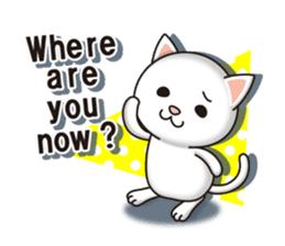 The white cat which conveys a feeling. 2 sticker #7953000