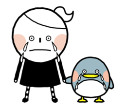 Boy and girl and penguin. sticker #7962539