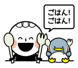 Boy and girl and penguin. sticker #7962547