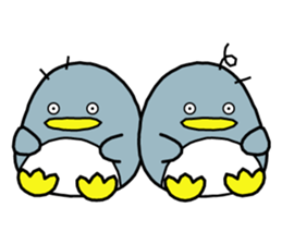 Boy and girl and penguin. sticker #7962549