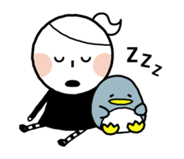 Boy and girl and penguin. sticker #7962551