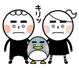 Boy and girl and penguin. sticker #7962555