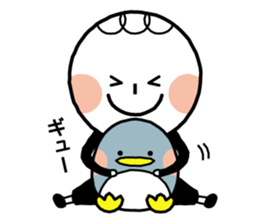 Boy and girl and penguin. sticker #7962571