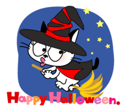 Communication of the cat / Halloween sticker #7981004