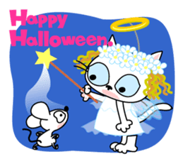 Communication of the cat / Halloween sticker #7981011