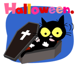 Communication of the cat / Halloween sticker #7981013