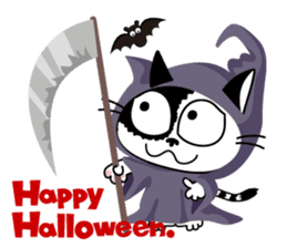Communication of the cat / Halloween sticker #7981014