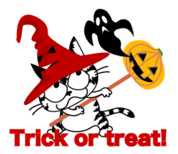 Communication of the cat / Halloween sticker #7981015