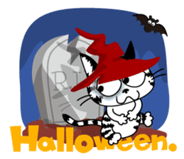 Communication of the cat / Halloween sticker #7981020