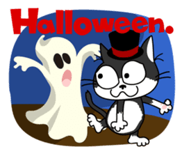 Communication of the cat / Halloween sticker #7981021