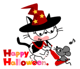 Communication of the cat / Halloween sticker #7981023