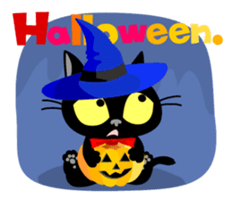 Communication of the cat / Halloween sticker #7981024