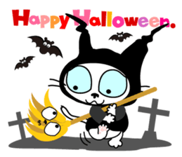 Communication of the cat / Halloween sticker #7981027