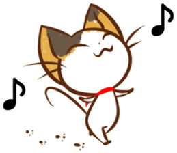 Calico cat of a red ribbon sticker #8008976