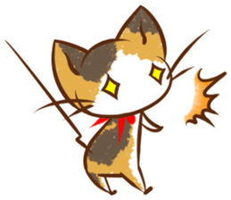 Calico cat of a red ribbon sticker #8008980