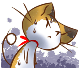 Calico cat of a red ribbon sticker #8008984