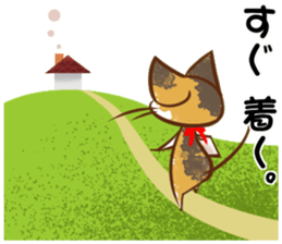 Calico cat of a red ribbon sticker #8008993