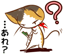 Calico cat of a red ribbon sticker #8009001