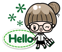 Cute girl with round glasses sticker #8035549