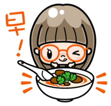 Cute girl with round glasses sticker #8035550