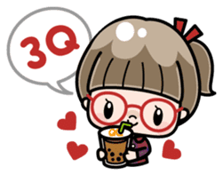 Cute girl with round glasses sticker #8035554