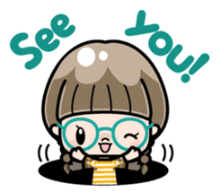 Cute girl with round glasses sticker #8035558