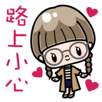Cute girl with round glasses sticker #8035559