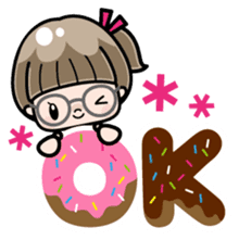 Cute girl with round glasses sticker #8035560