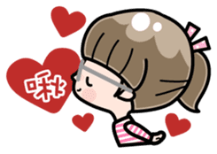 Cute girl with round glasses sticker #8035566