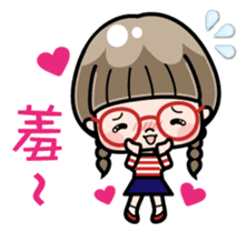 Cute girl with round glasses sticker #8035567