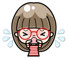 Cute girl with round glasses sticker #8035579